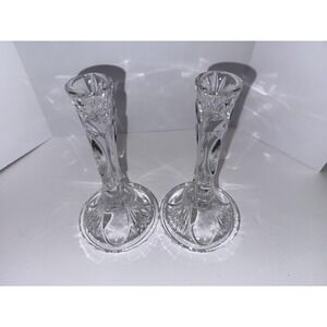 Rare Clear Deep Cut‎ Crystal Candlesticks, Candle Holders, Taper Candle Holder
